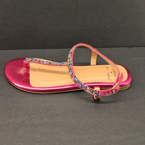 New Torrid x Betsey Johnson Sandals Magenta Rainbow Rhinestone T-Strap 9WW Wide - Picture 3 of 11